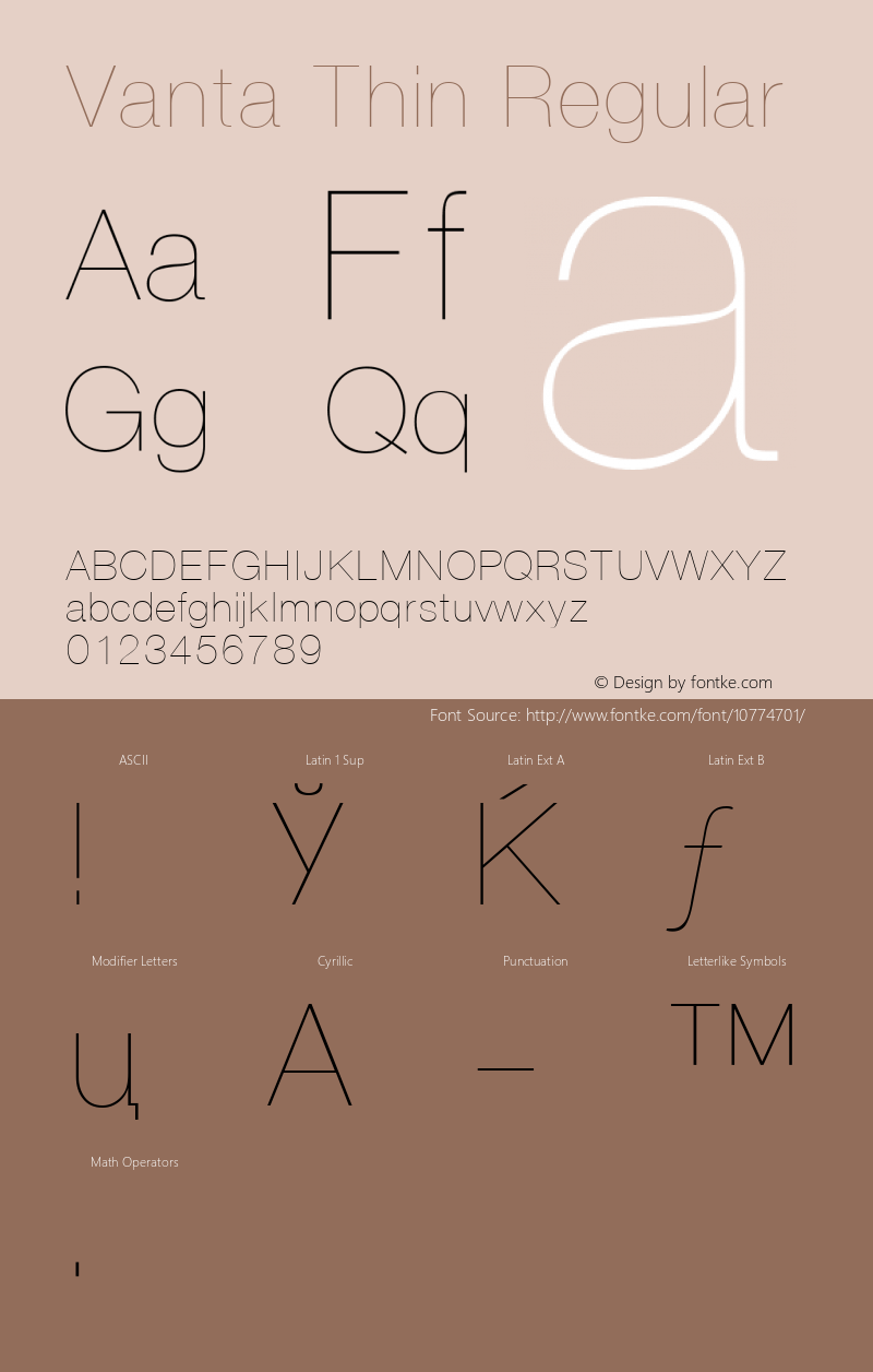 Vanta Thin Regular 001.001 Font Sample