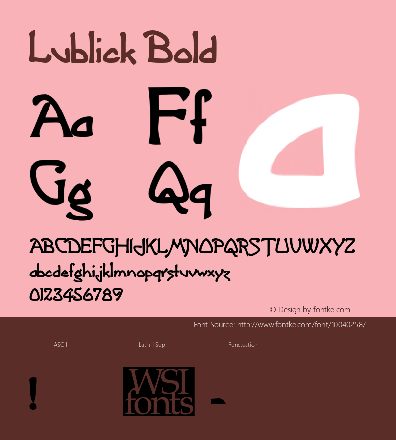 Lublick Bold Macromedia Fontographer 4.1 6/29/96 Font Sample