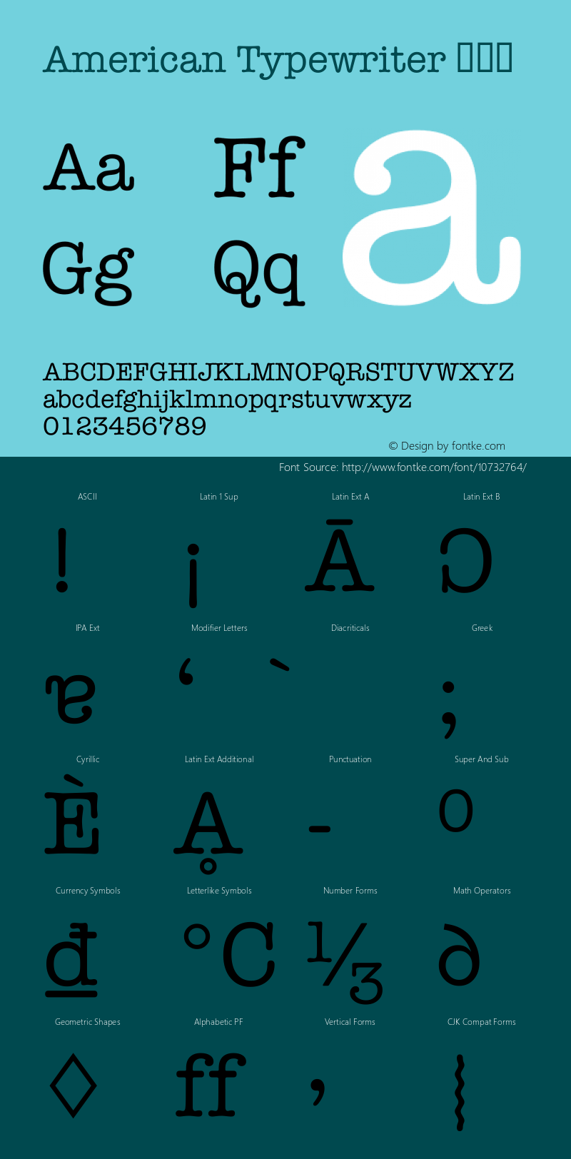 American Typewriter 紧缩体 9.0d3e2 Font Sample