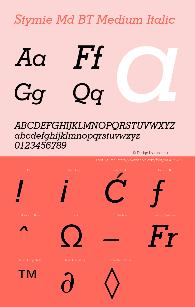 Stymie Md BT Medium Italic mfgpctt-v1.54 Thursday, February 11, 1993 11:14:43 am (EST) Font Sample