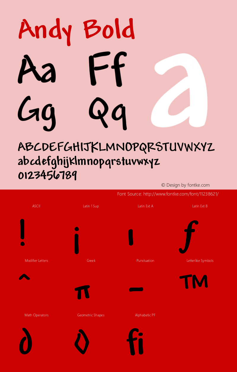 Andy Bold Version 001.000 Font Sample