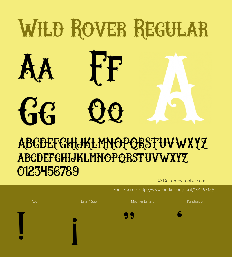 Wild Rover Regular 001.000 Font Sample