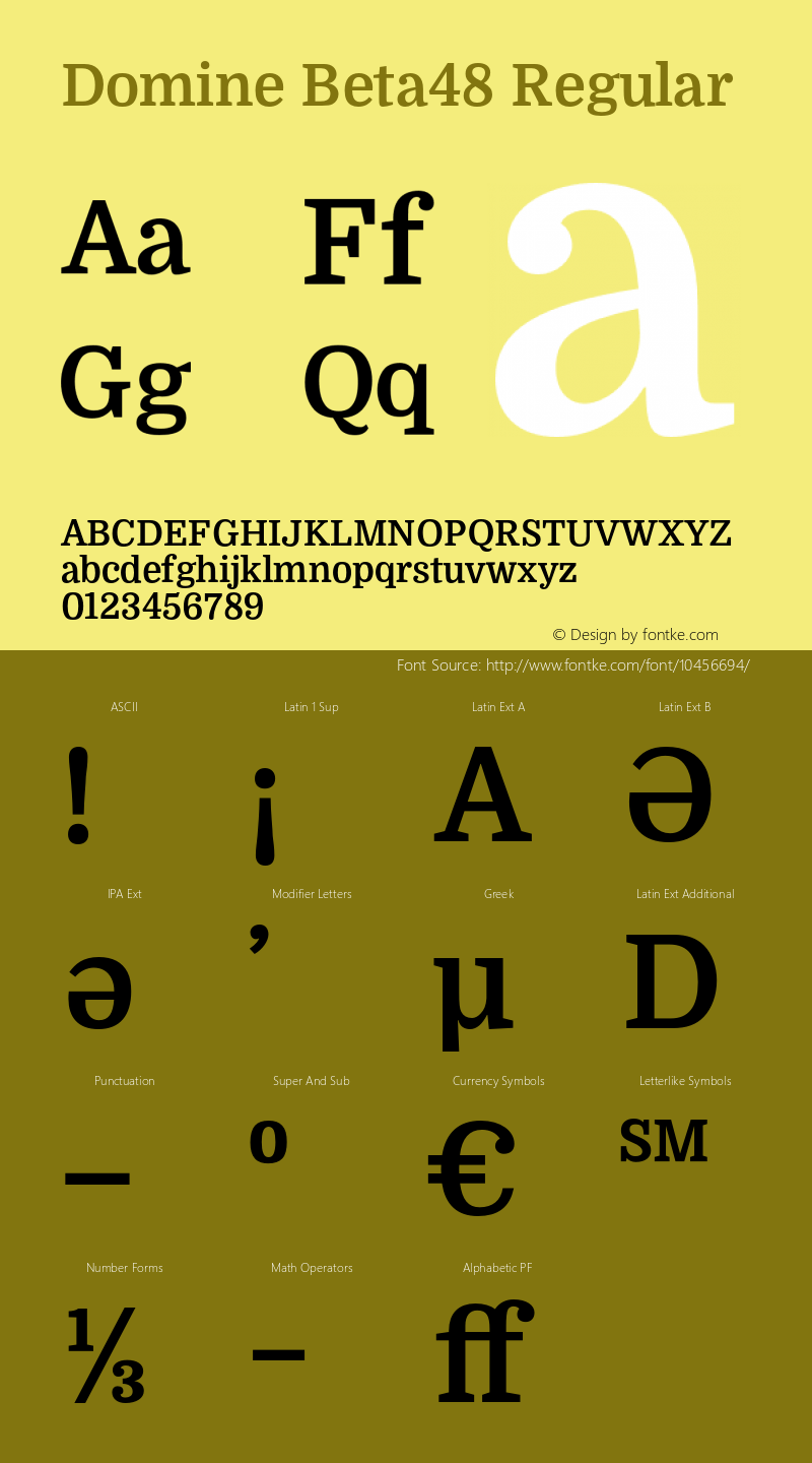 Domine Beta48 Regular Version 0.048 Font Sample