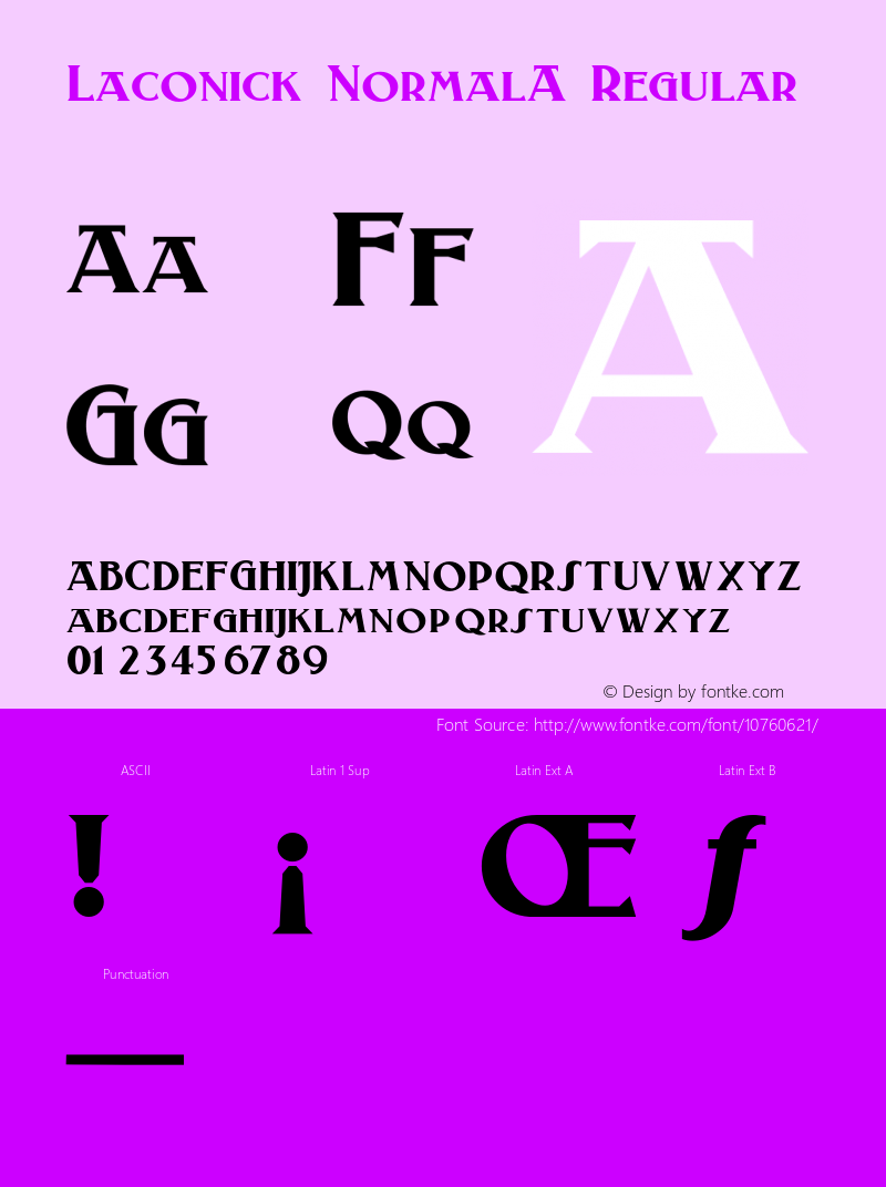 Laconick-NormalA Regular Converted from e:\nick's~1\LANA____.TF1 by ALLTYPE Font Sample