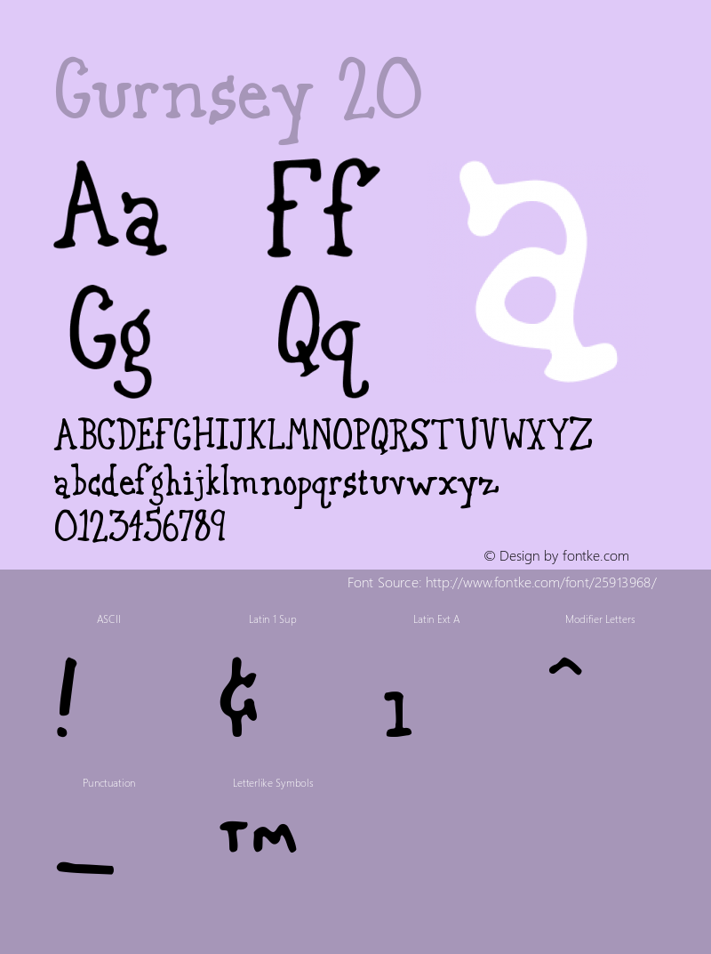 Gurnsey20 Version 001.000 Font Sample