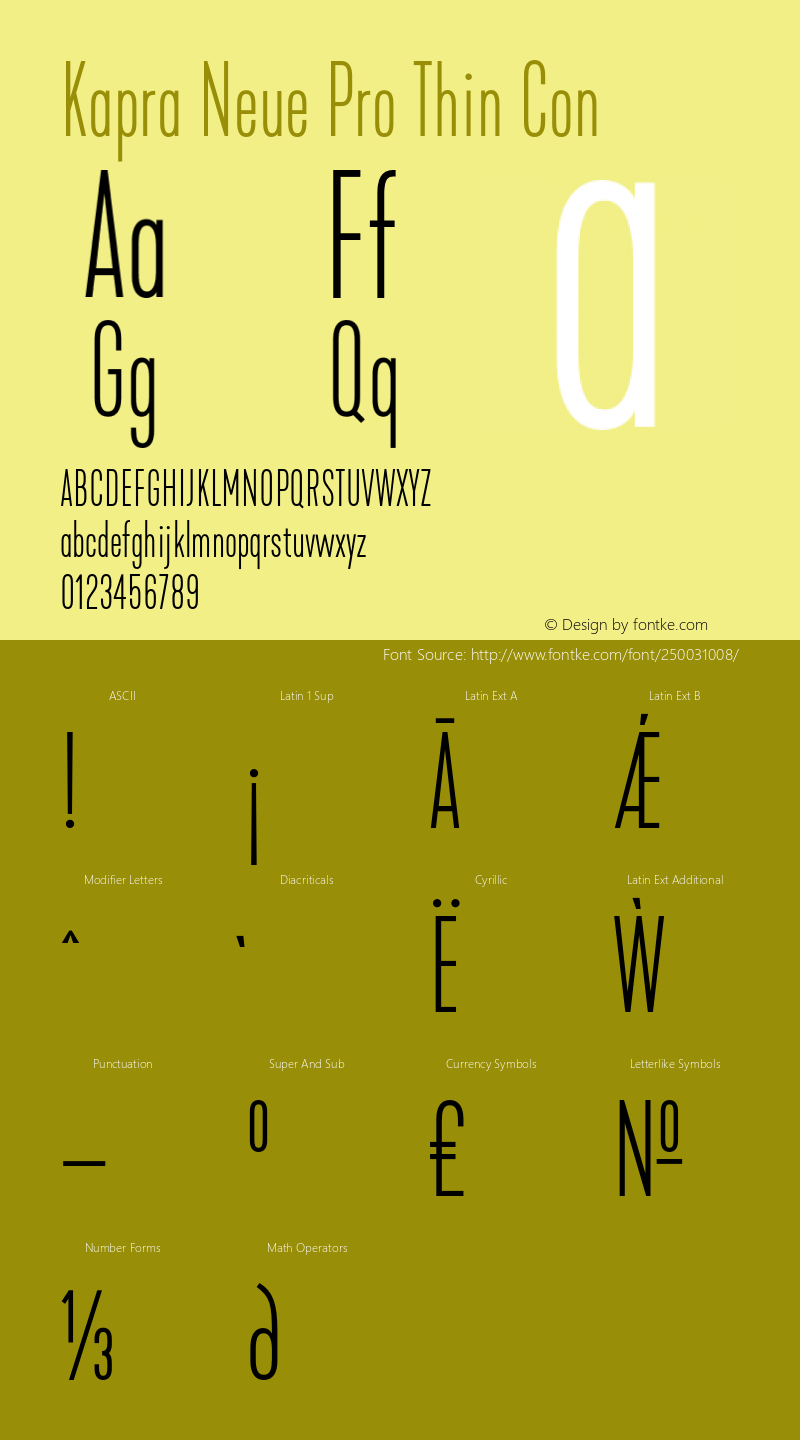 Kapra Neue Pro Thin Con Version 1.000;PS 001.000;hotconv 1.0.88;makeotf.lib2.5.64775图片样张
