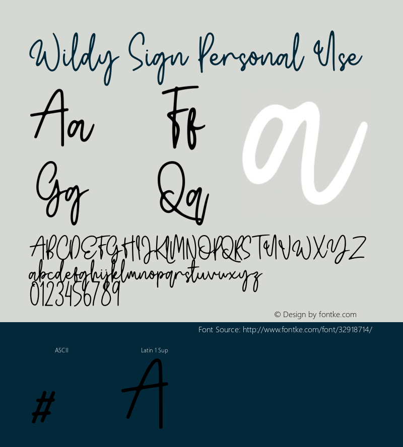 Wildy Sign Personal Use Version 1.002;Fontself Maker 3.2.2 Font Sample