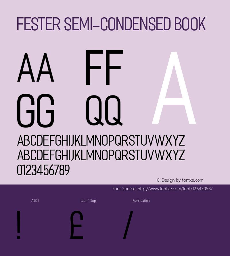 Fester Semi-condensed Book Unknown Font Sample