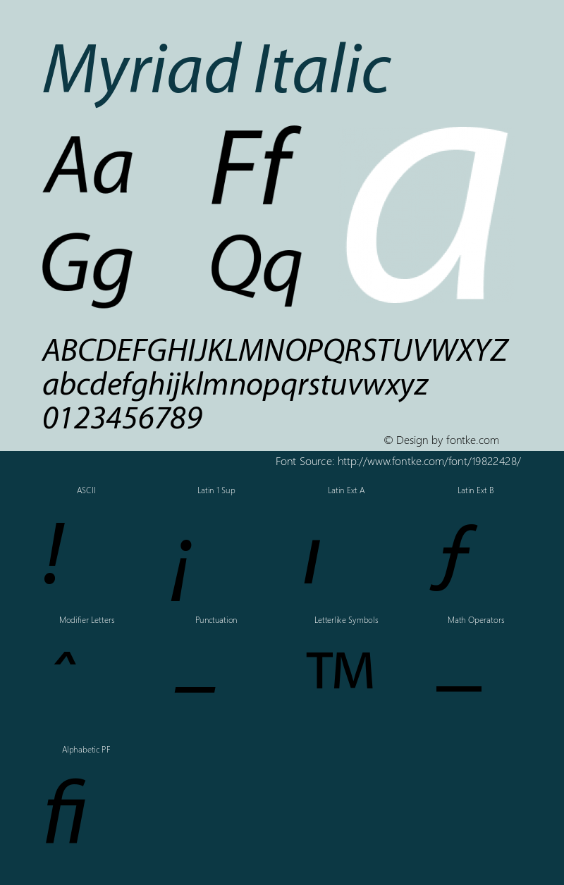 Myriad-Italic 001.000 Font Sample