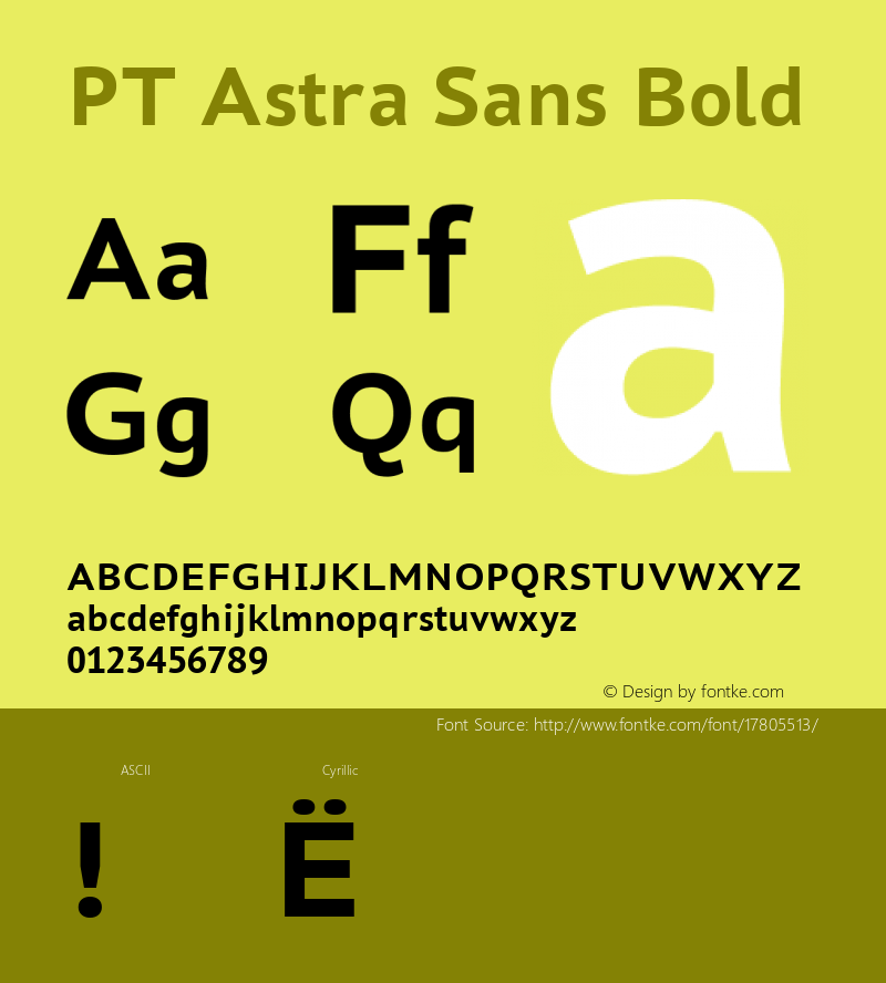 PT Astra Sans Bold Version 1.001; ttfautohint (v1.4.1) Font Sample