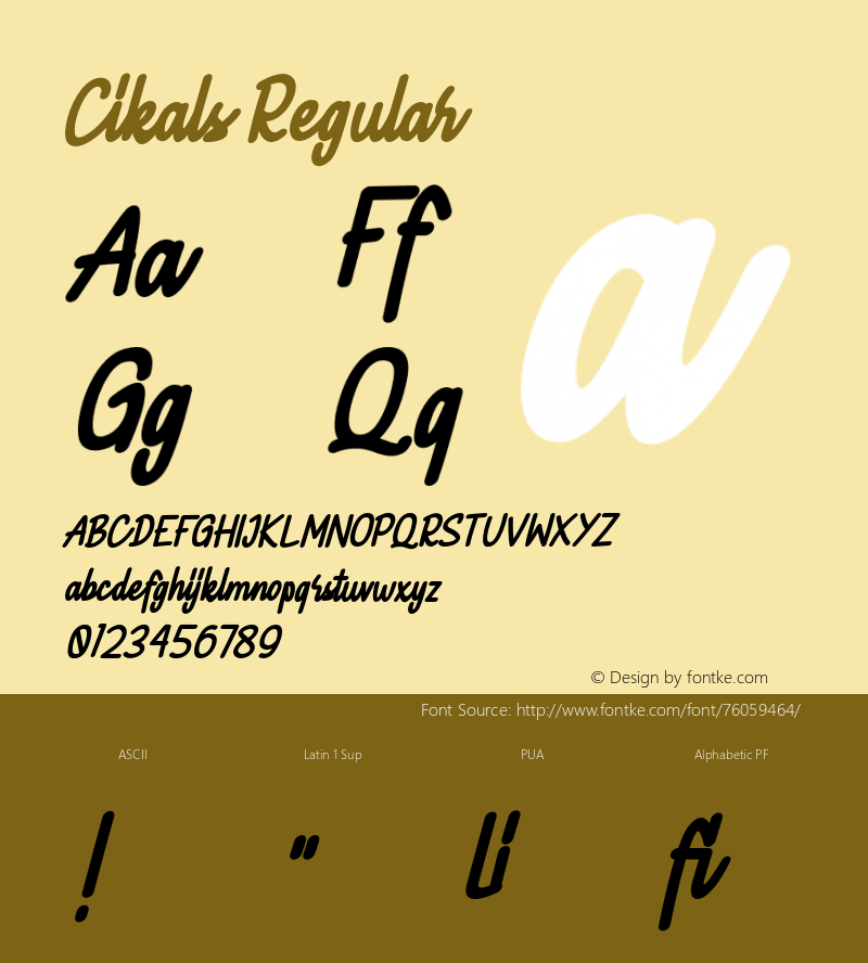 Cikals Version 1.000 Font Sample