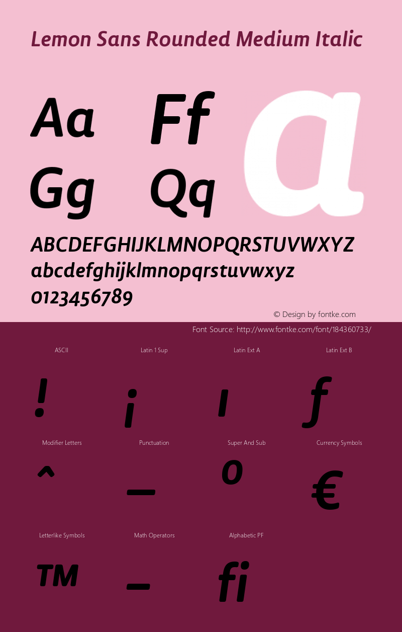 LemonSansRounded-MediumItalic Version 2.2图片样张