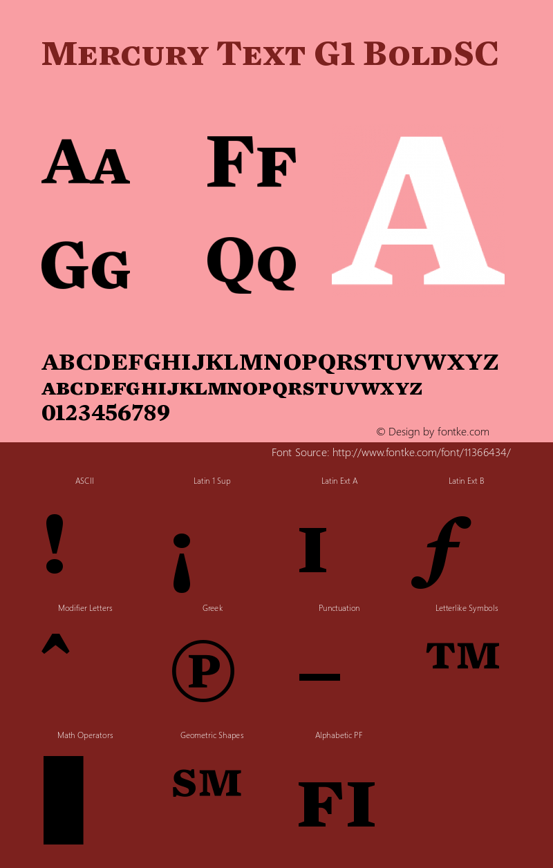 Mercury Text G1 BoldSC Version 001.000 Font Sample