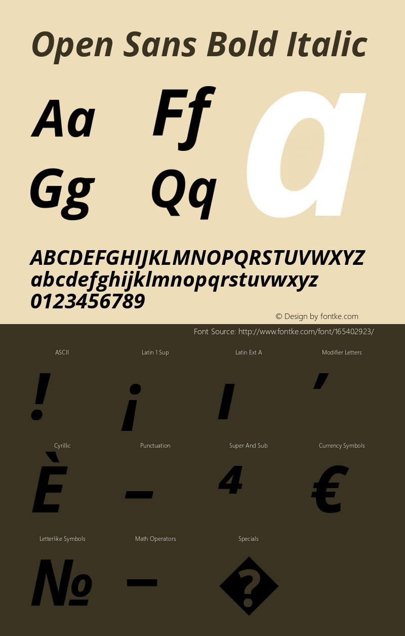 Open Sans Bold Italic Version 1.10 Font Sample