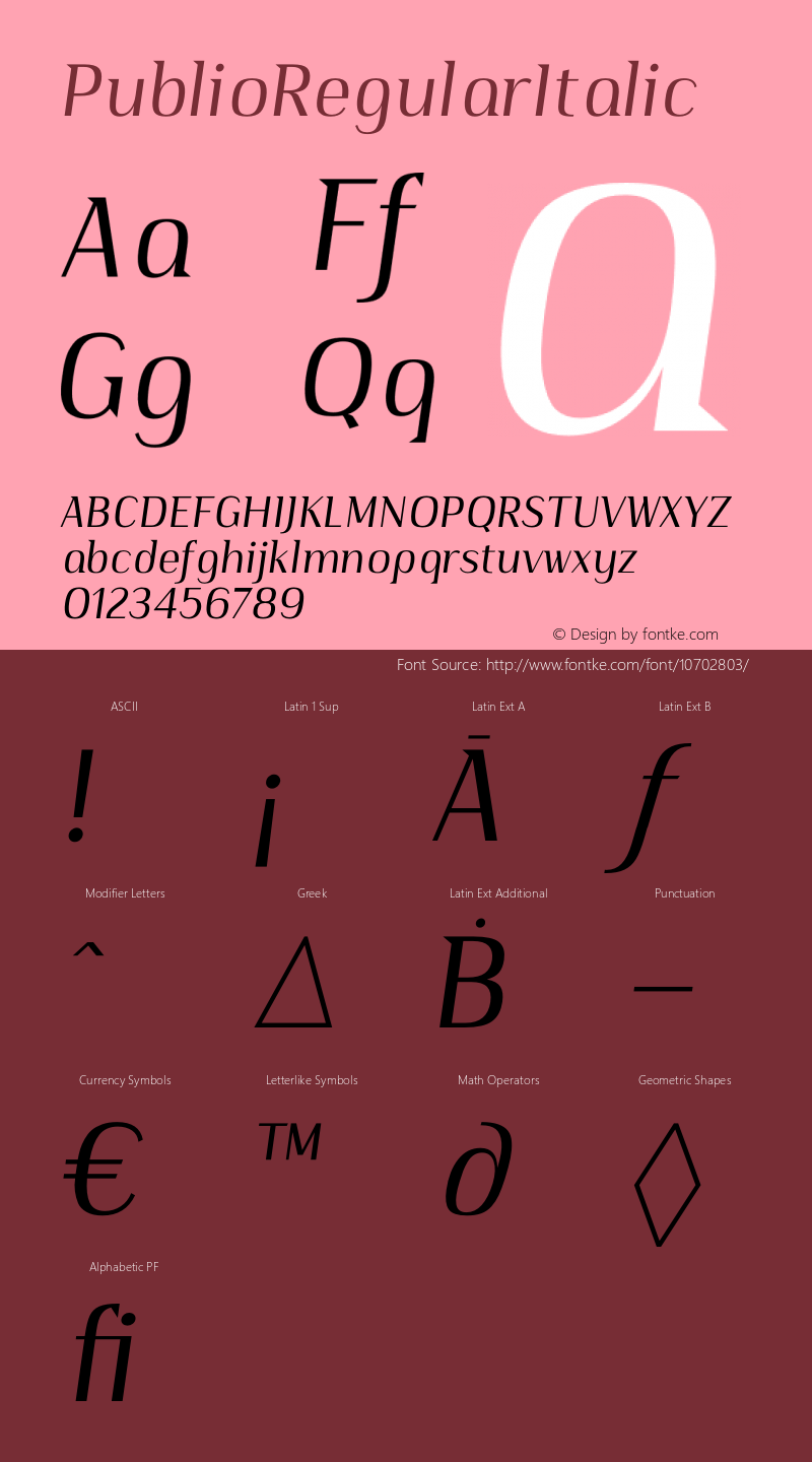 PublioRegularItalic ☞ Version 1.000;com.myfonts.easy.tdf.Publio.italic.wfkit2.version.41Z8 Font Sample