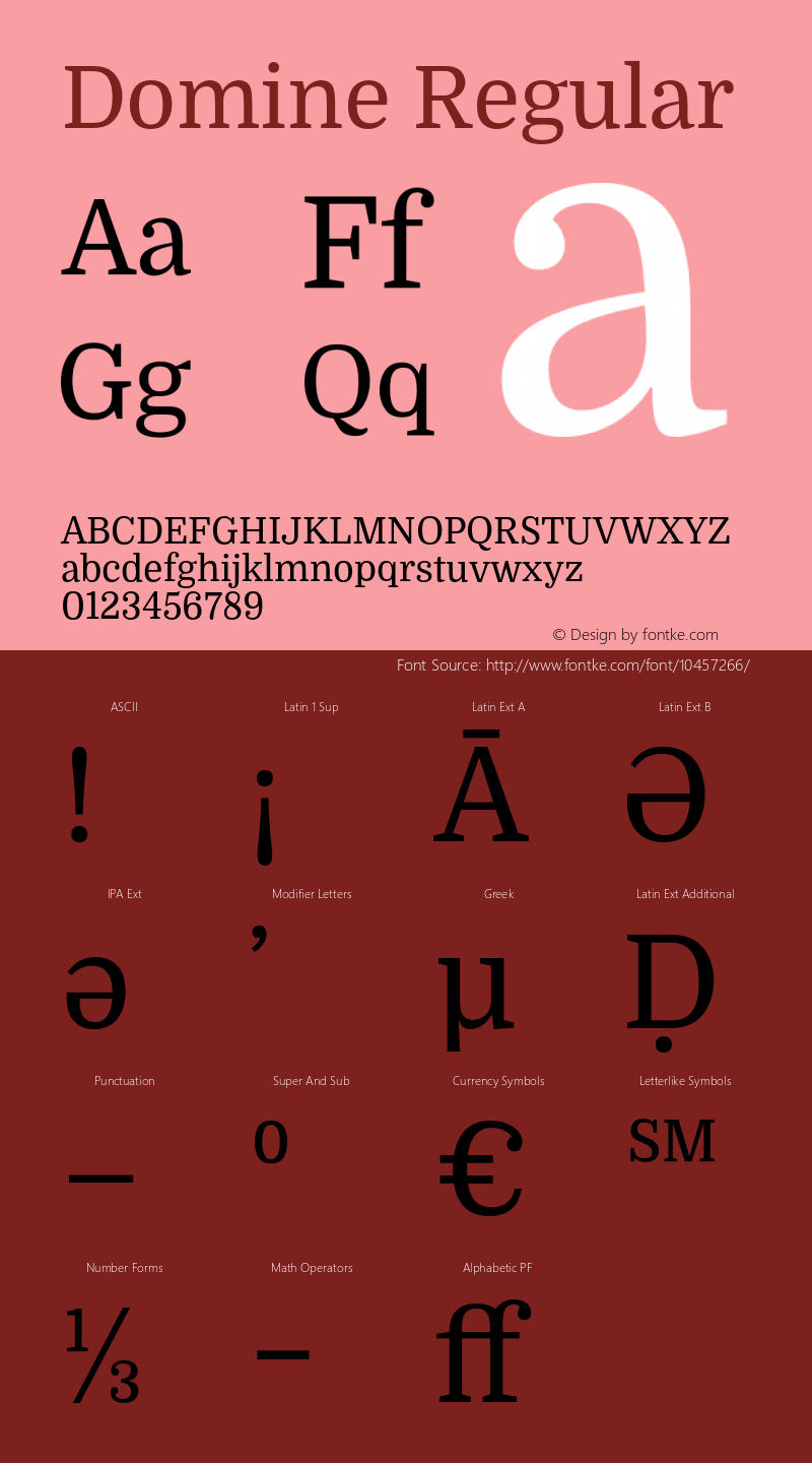 Domine Regular Version 1.000 Font Sample