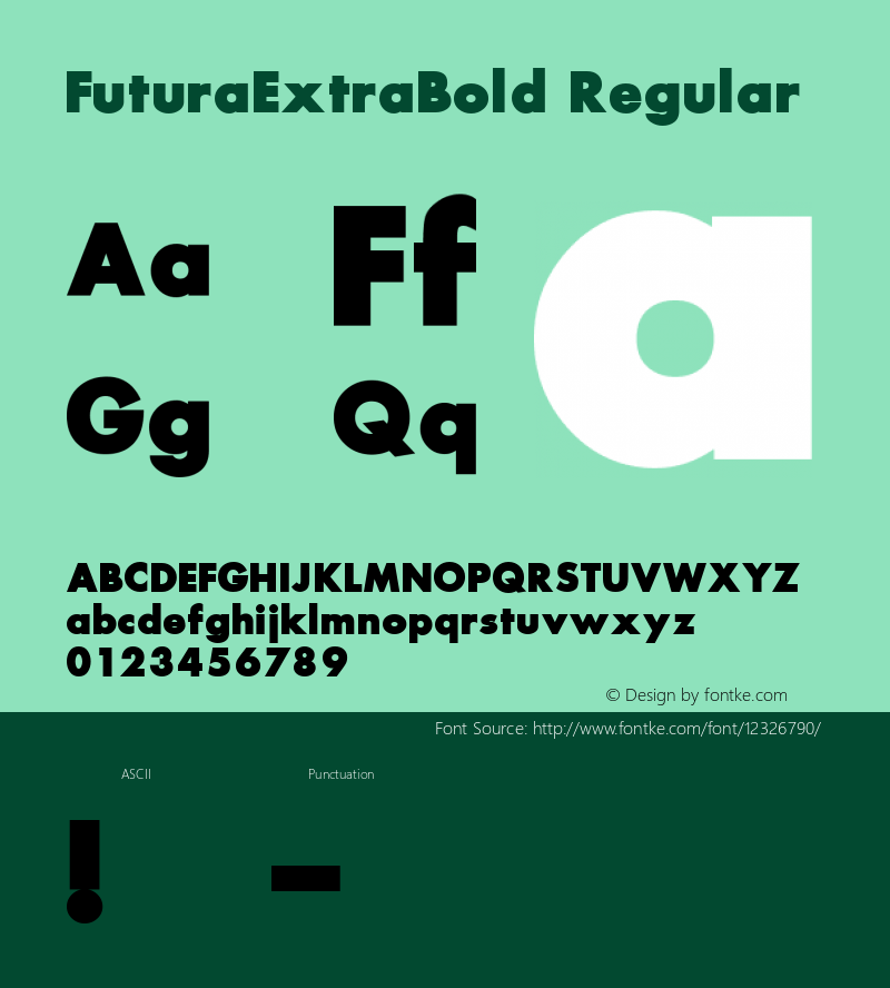 FuturaExtraBold Regular Altsys Metamorphosis:5/3/93 Font Sample