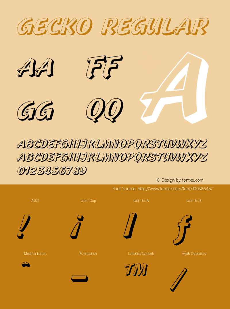 Gecko Regular The IMSI MasterFonts Collection, tm 1995 IMSI Font Sample