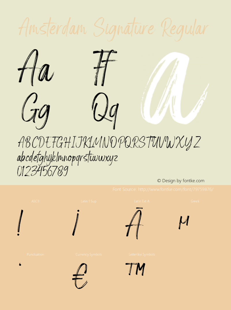 Amsterdam Signature Version 1.005;Fontself Maker 3.5.2 Font Sample