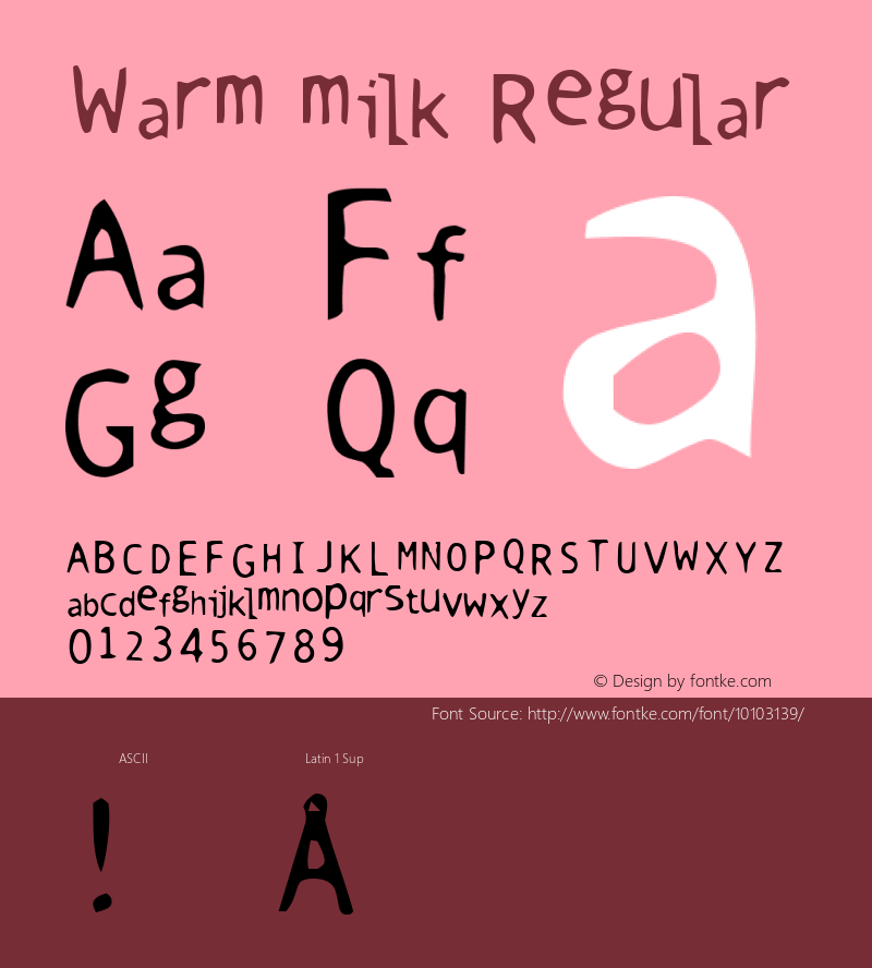Warm milk Regular 2002; 1.0, initial release Font Sample