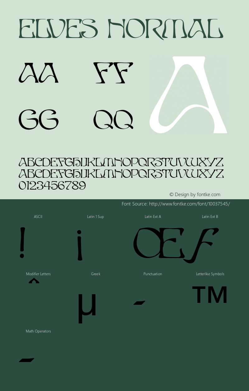 Elves Normal Macromedia Fontographer 4.1 9/25/96 Font Sample