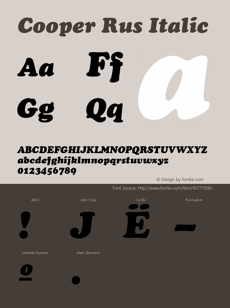 Cooper Rus Italic 001.000 Font Sample