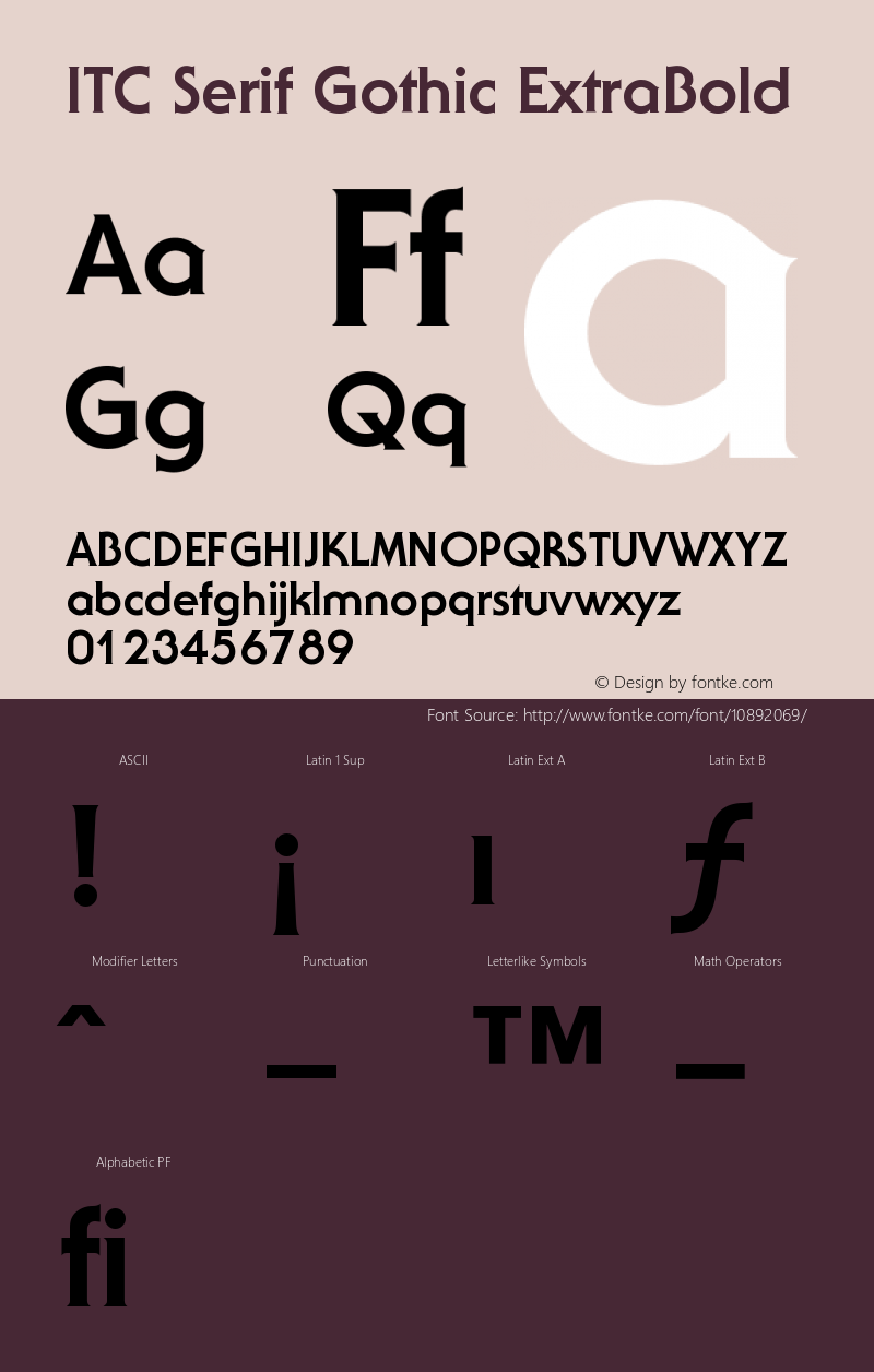 ITC Serif Gothic ExtraBold Version 001.001 Font Sample