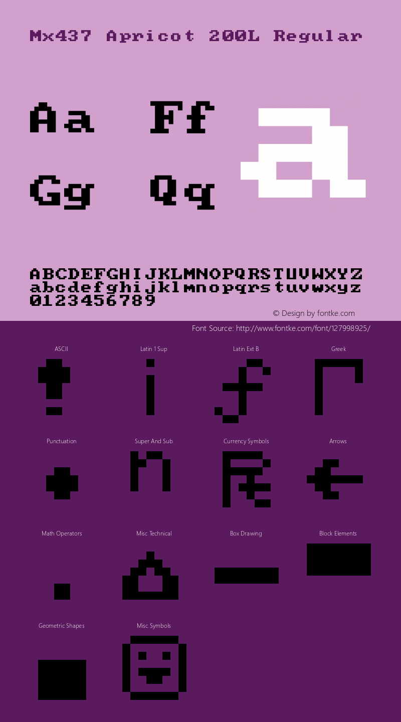 Mx437 Apricot 200L v2.2-2020-11 Font Sample