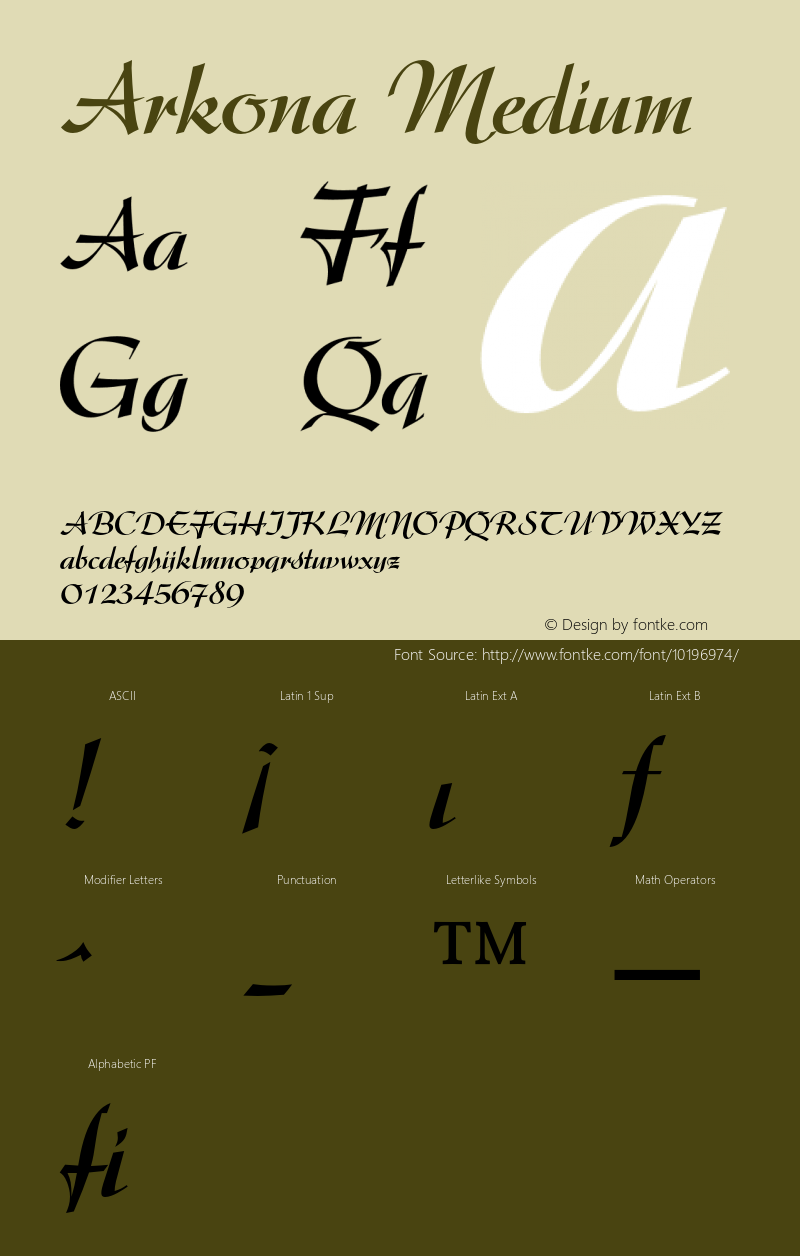 Arkona Medium 001.000 Font Sample