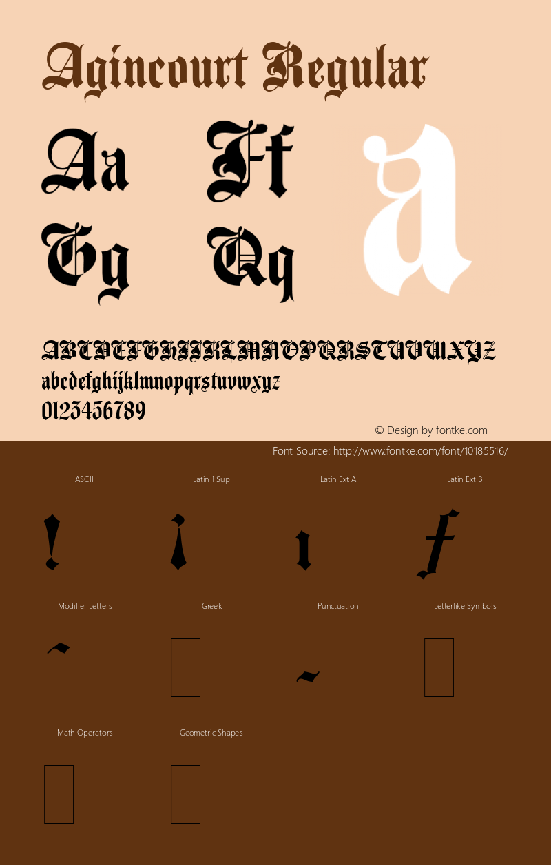 Agincourt Regular Macromedia Fontographer 4.1 5/22/01 Font Sample