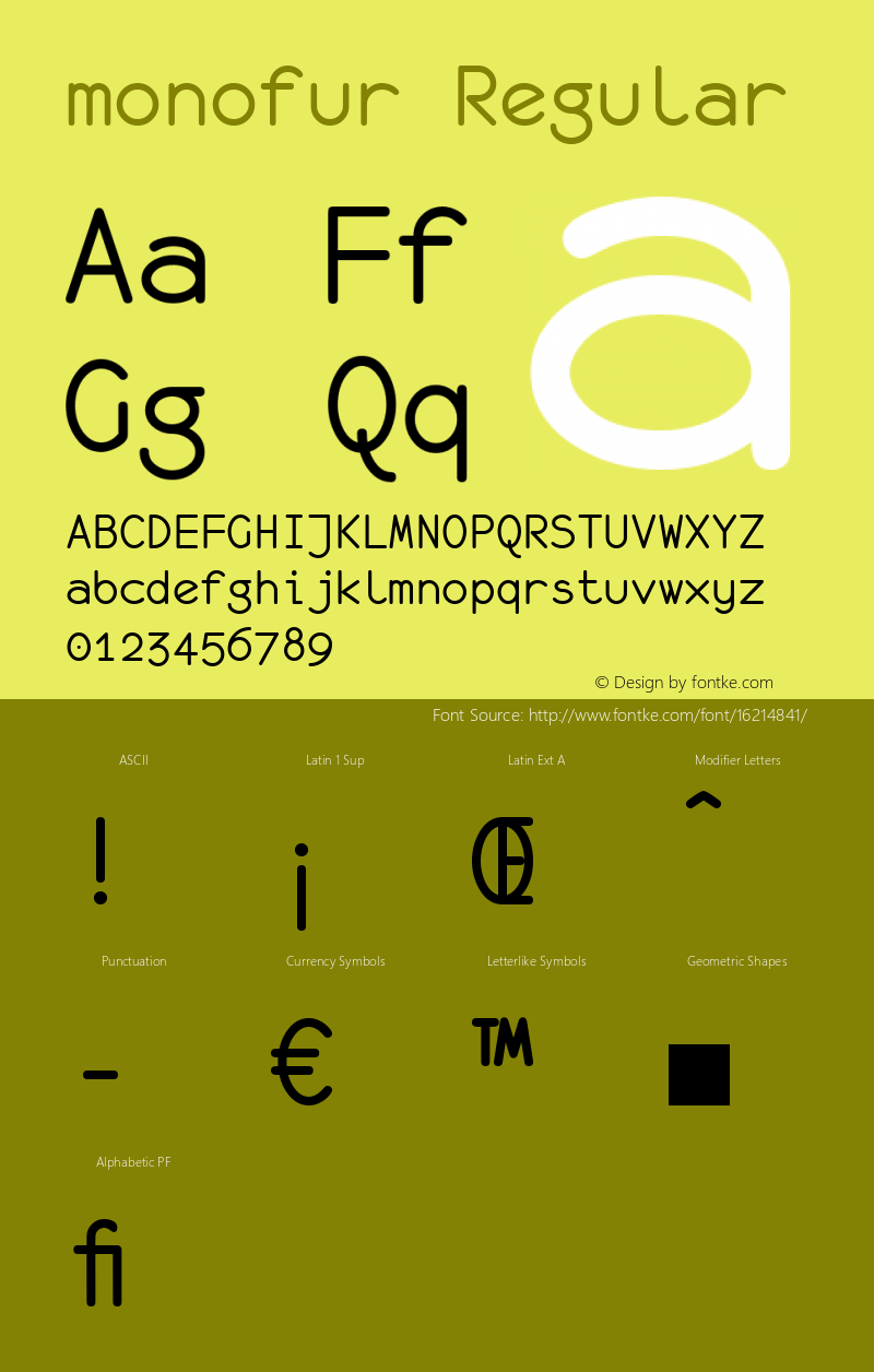 monofur Regular 1.0 2000-03-28 Font Sample