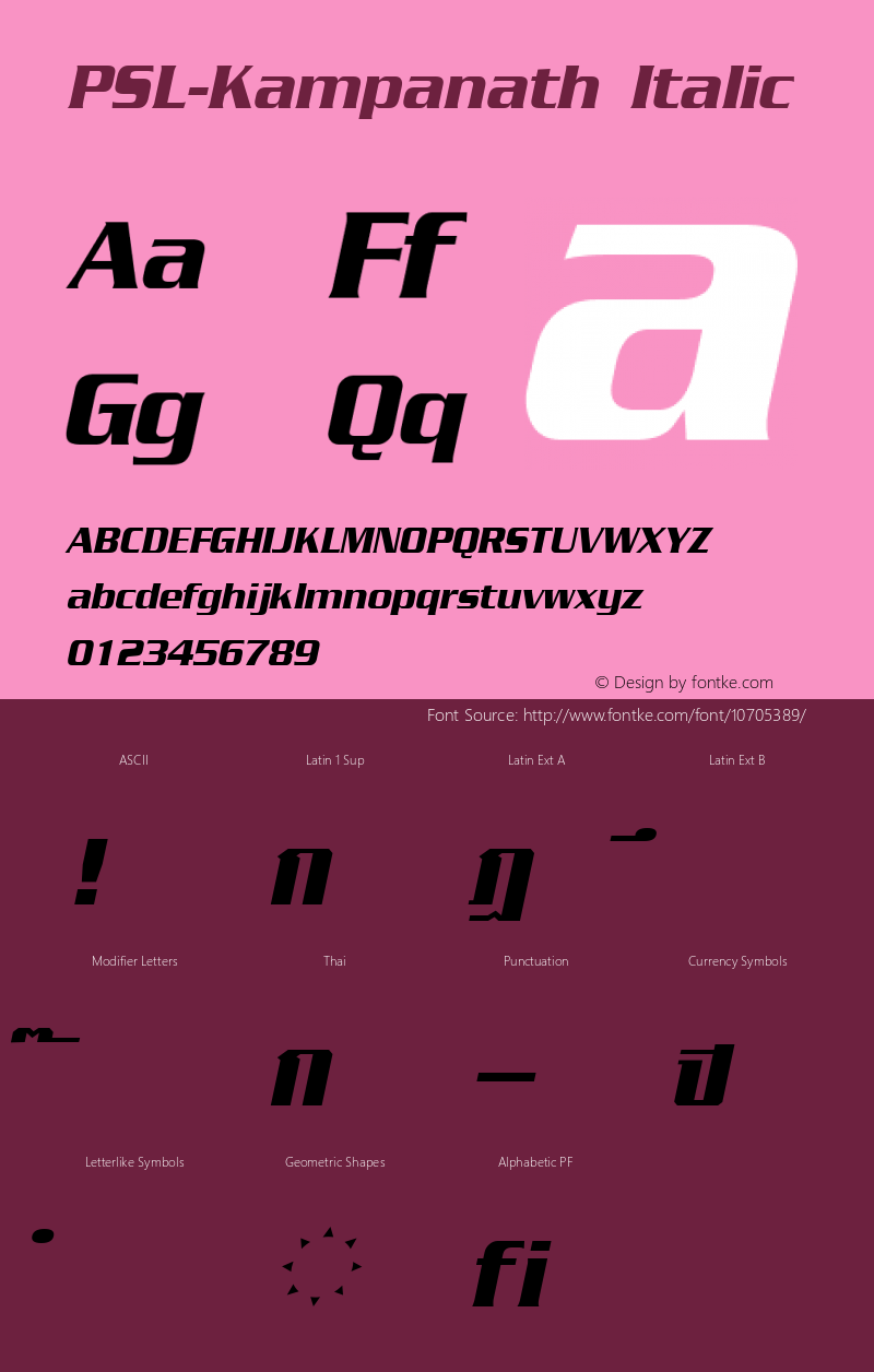 PSL-Kampanath Italic Version 1.000 2006 initial release Font Sample