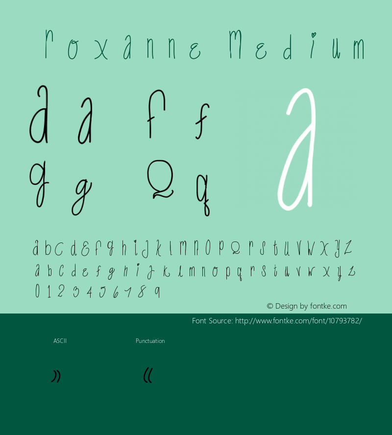 Roxanne Medium Version 001.000 Font Sample