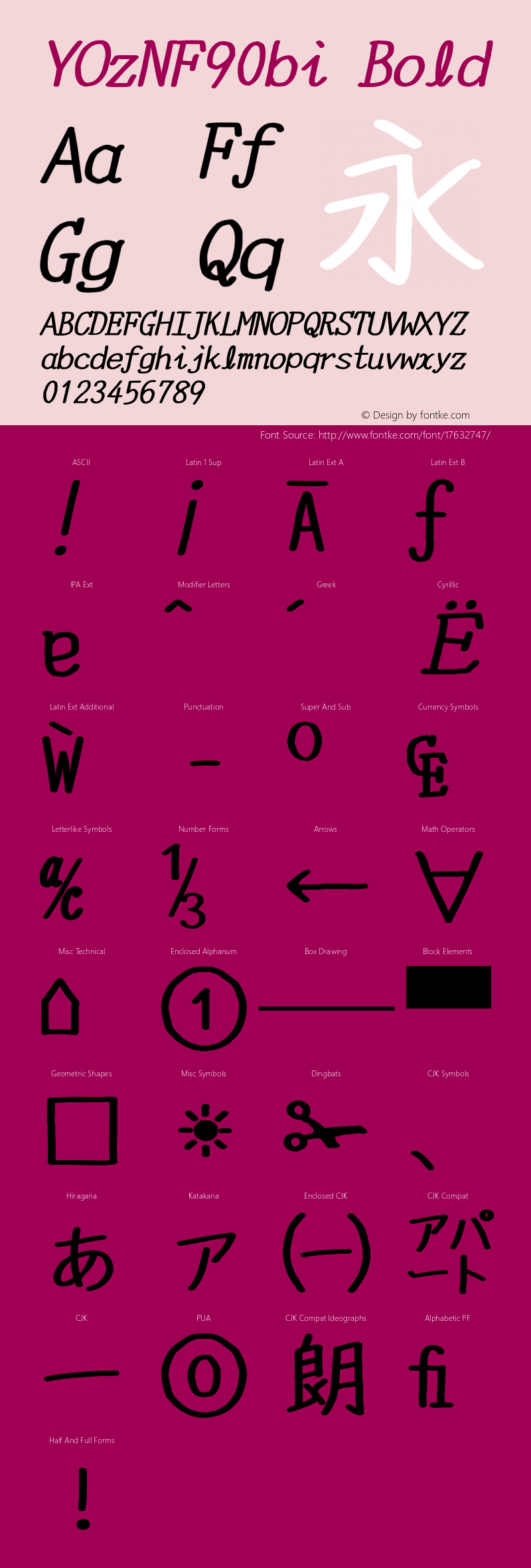 YOzNF90bi Bold Version 14.04 Font Sample