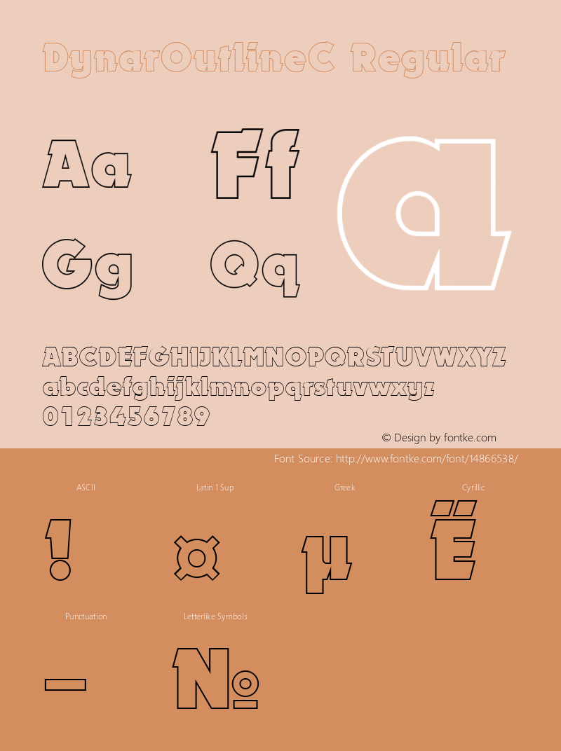 DynarOutlineC Regular Version 1.1 Font Sample