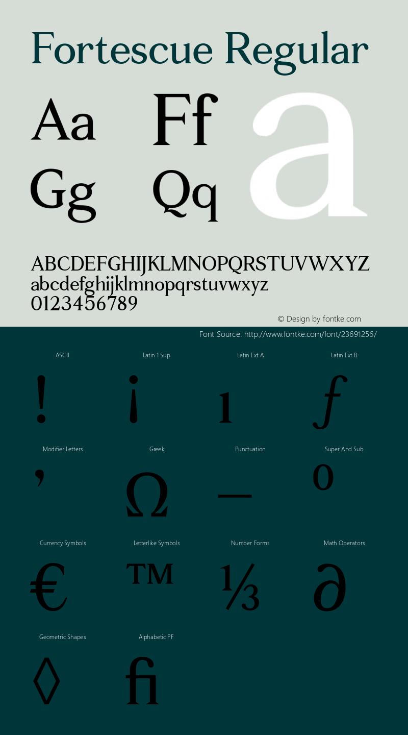 Fortescue Version 1.000; ttfautohint (v1.5) Font Sample