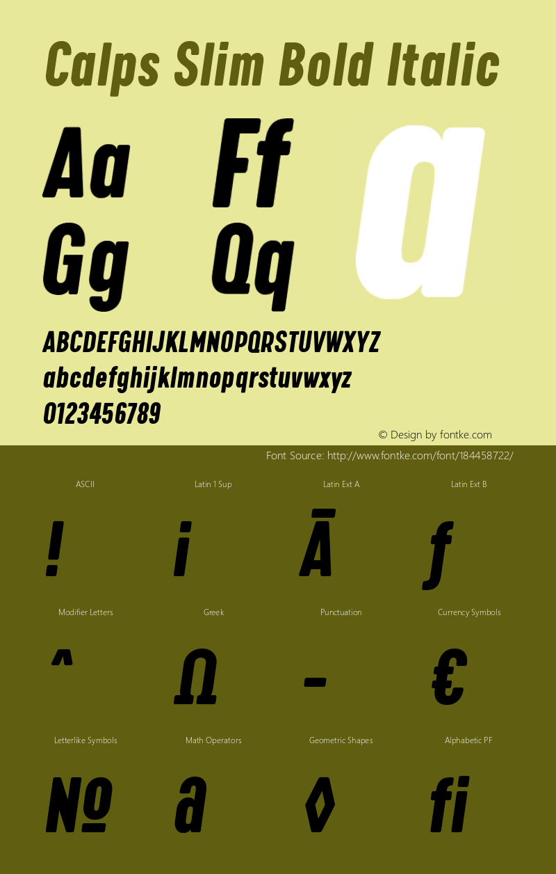 Calps Slim Bold Italic Version 1.000图片样张