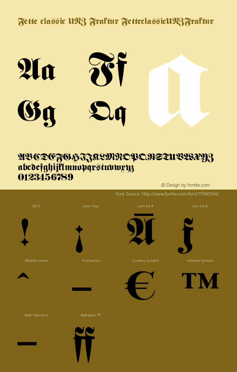 Fette classic UNZ Fraktur FetteclassicUNZFraktur Version 0.000 2012 initial r Font Sample