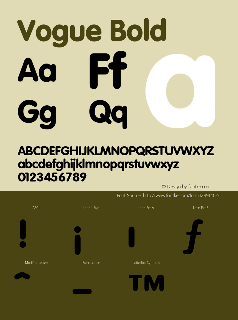 Vogue Bold 001.003 Font Sample