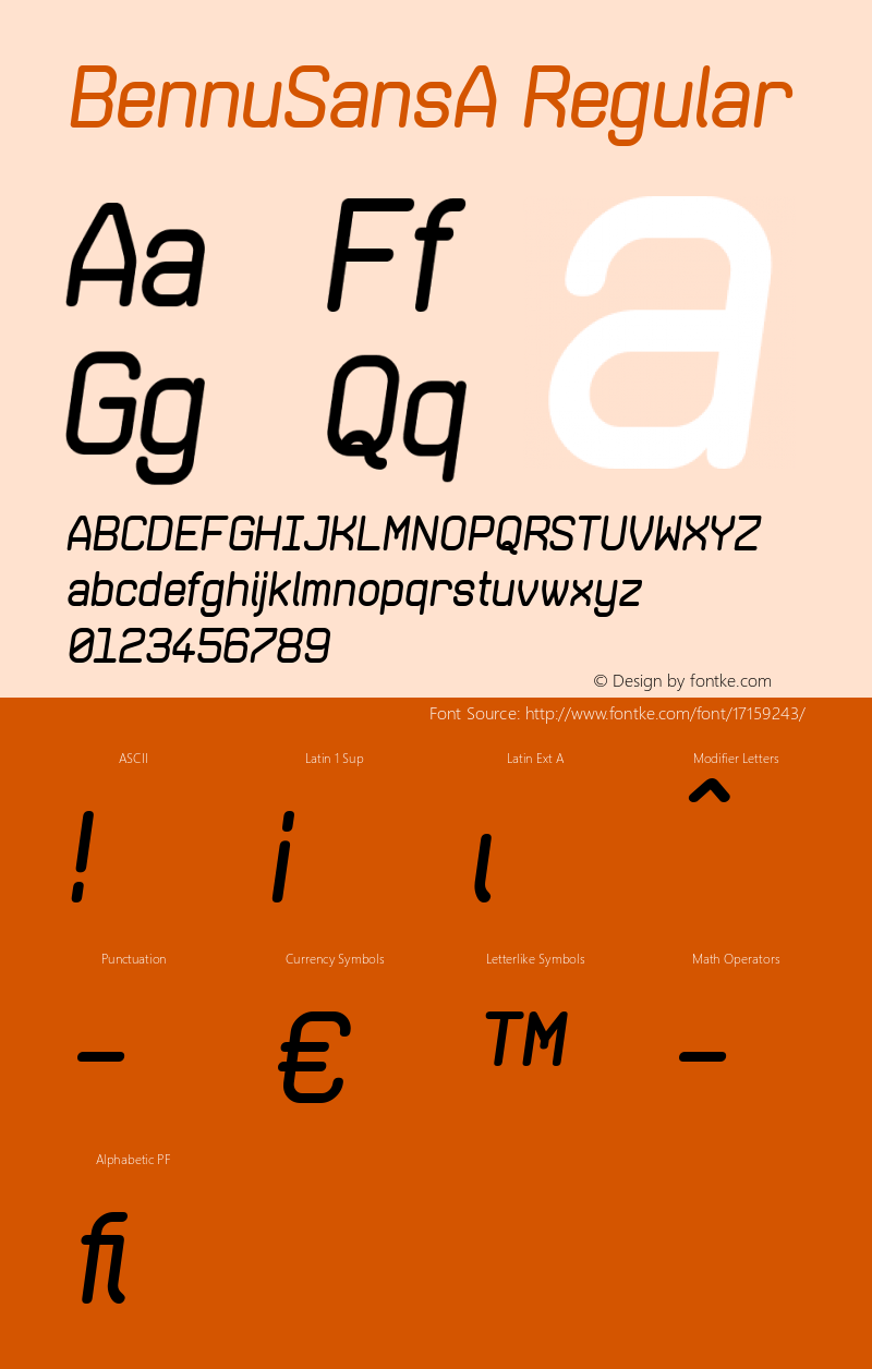 BennuSansA Regular Version 4.70 Font Sample