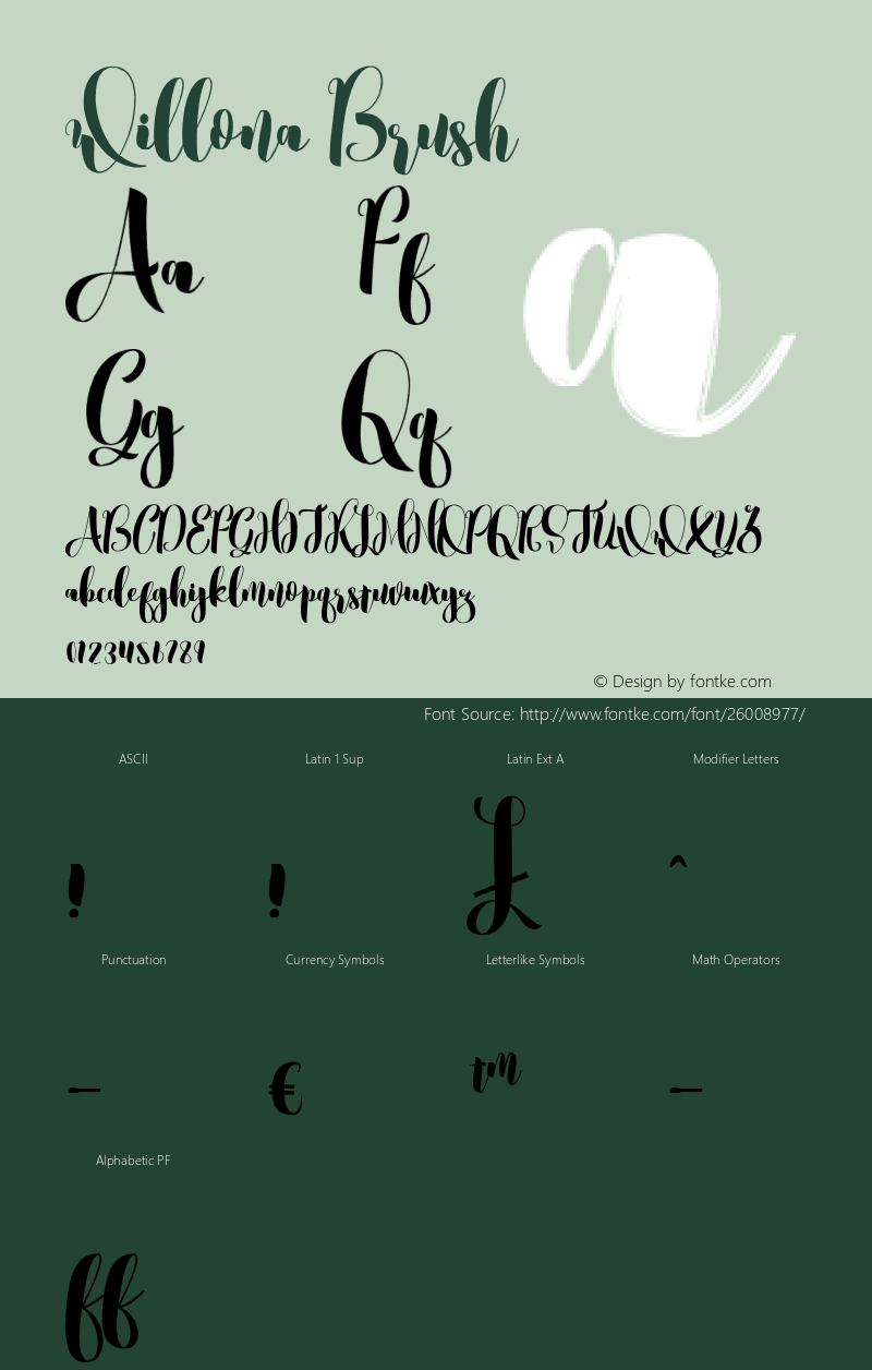 Willona Brush Version 1.000 Font Sample