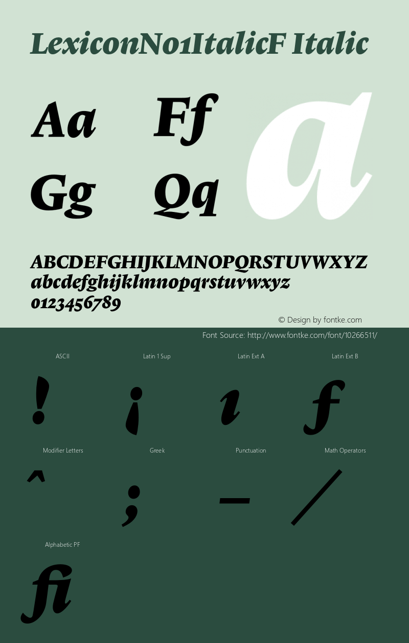 LexiconNo1ItalicF Italic 001.000 Font Sample