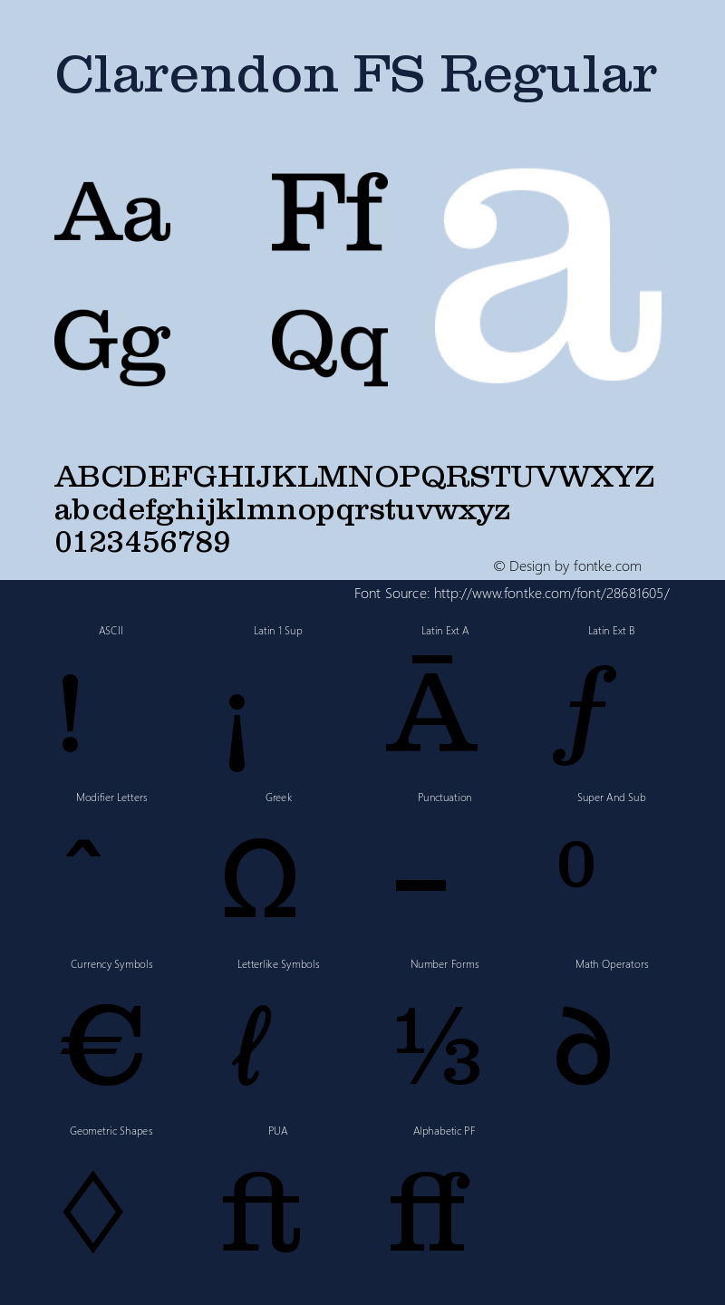 ClarendonFS-Light Version 1.070 Font Sample