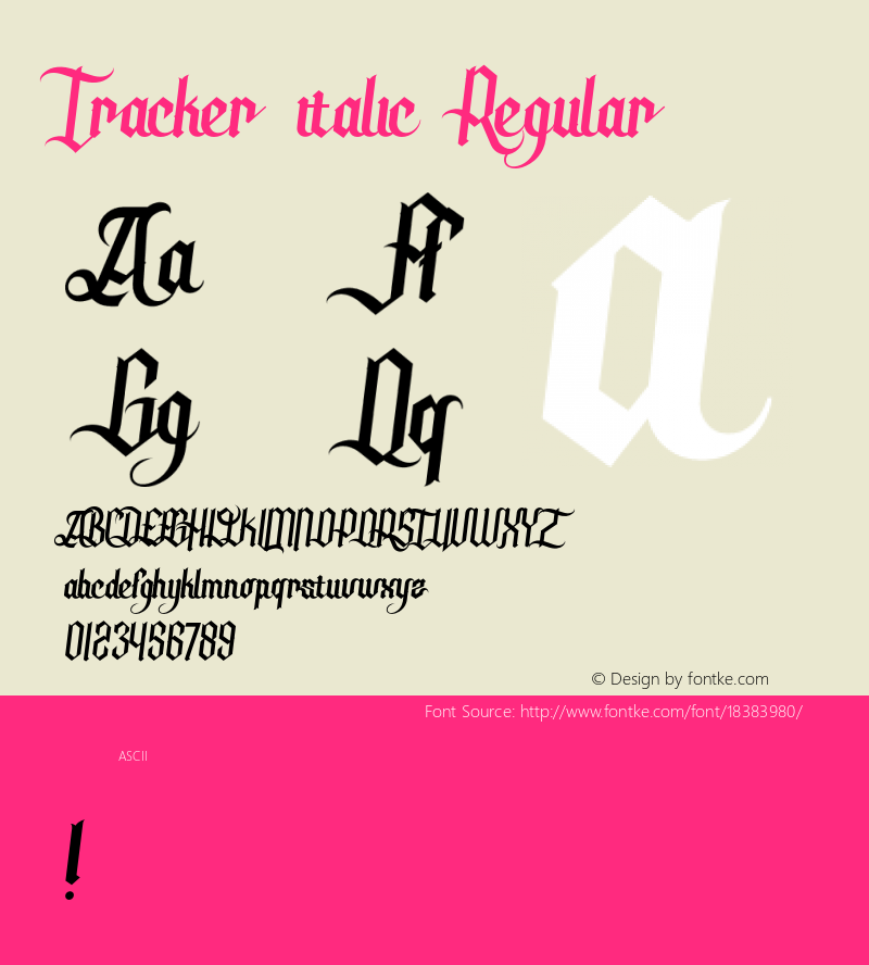 Tracker italic Regular Version 1.000 Font Sample