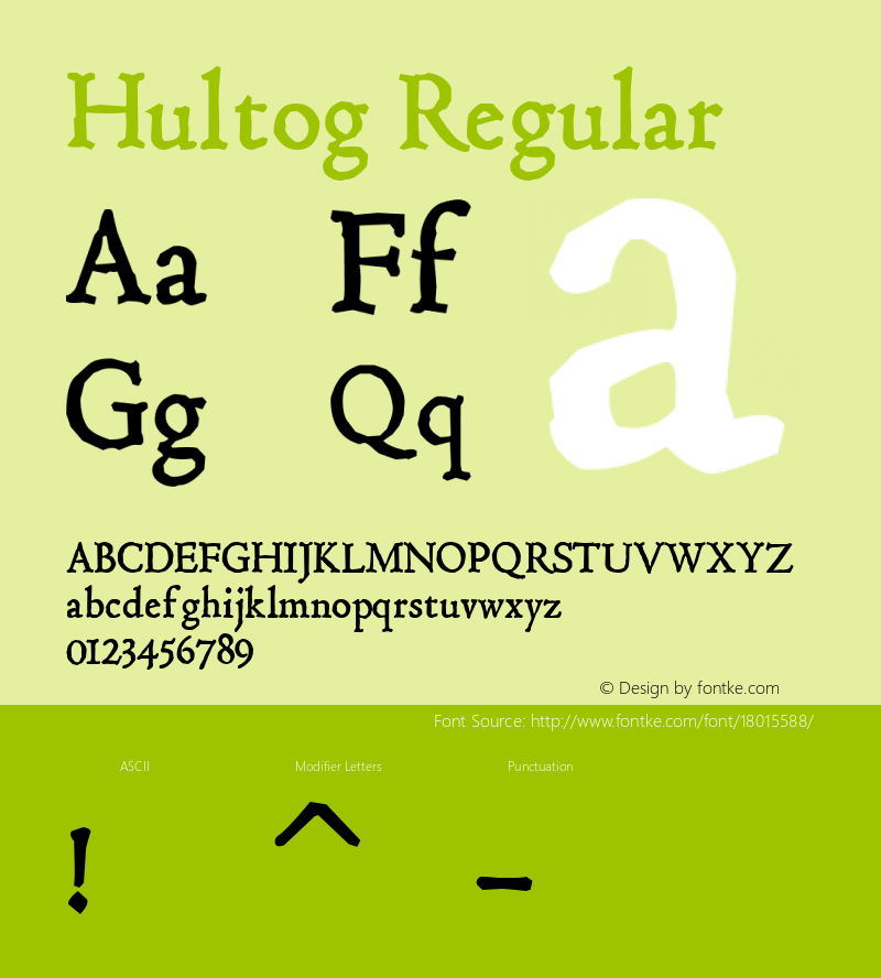 Hultog Regular 5.0 www.cumberlandgames.com Font Sample