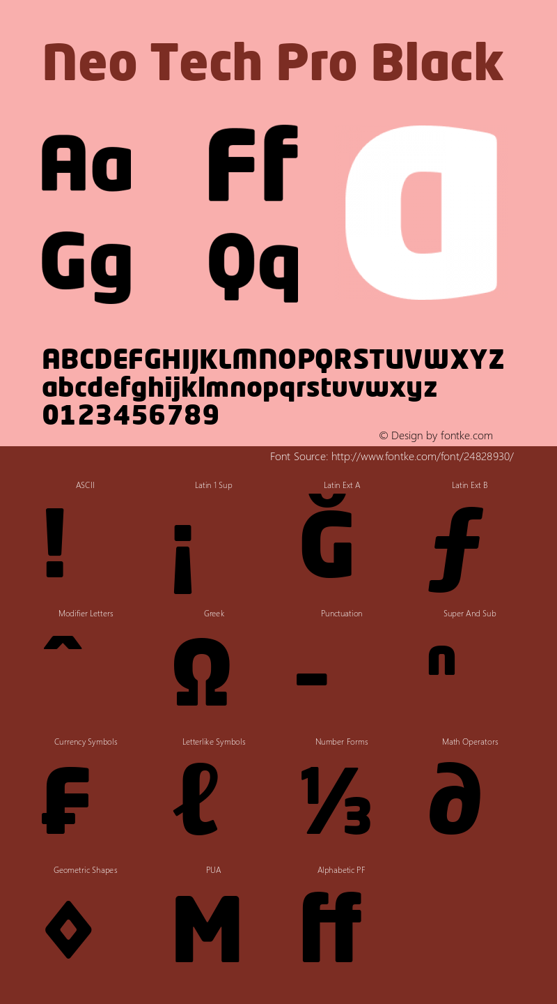 Neo Tech Pro Black Version 1.058 2012 Font Sample