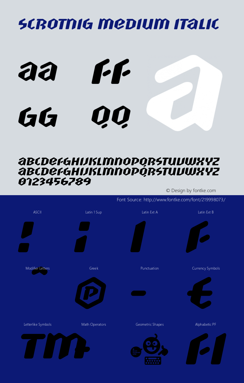 Scrotnig-MediumItalic Version 2.000图片样张