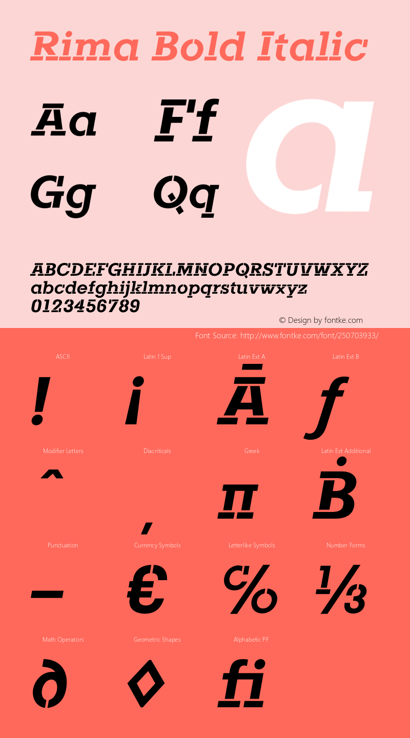 Rima Bold Italic Rima version 1.0 by Keith Bates   •   © 2020   www.k-type.com图片样张