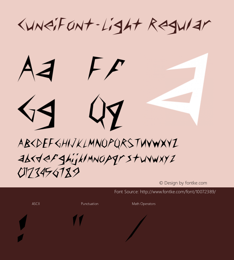 CuneiFont-Light Regular Converted from c:\2-lbattf\CUNEIFOR.TF1 by ALLTYPE Font Sample