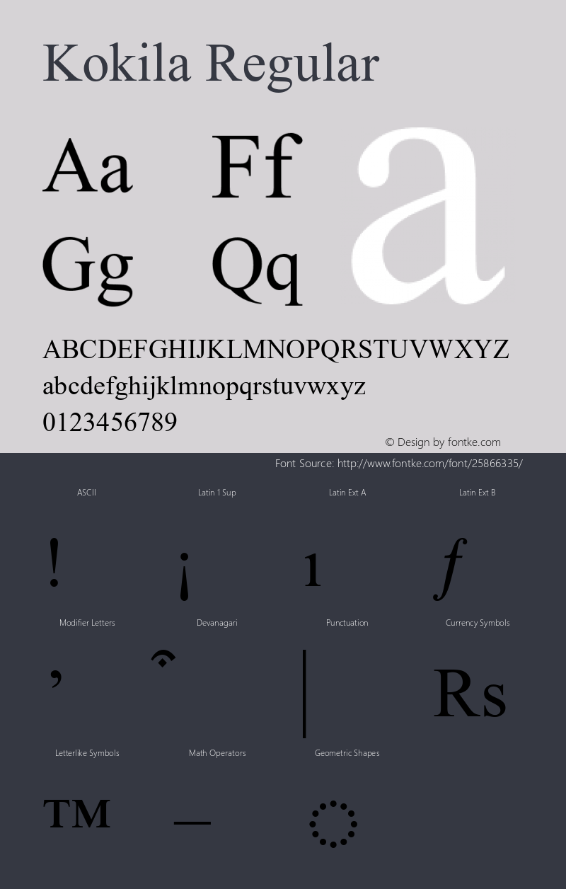 Kokila Version 6.90 Font Sample